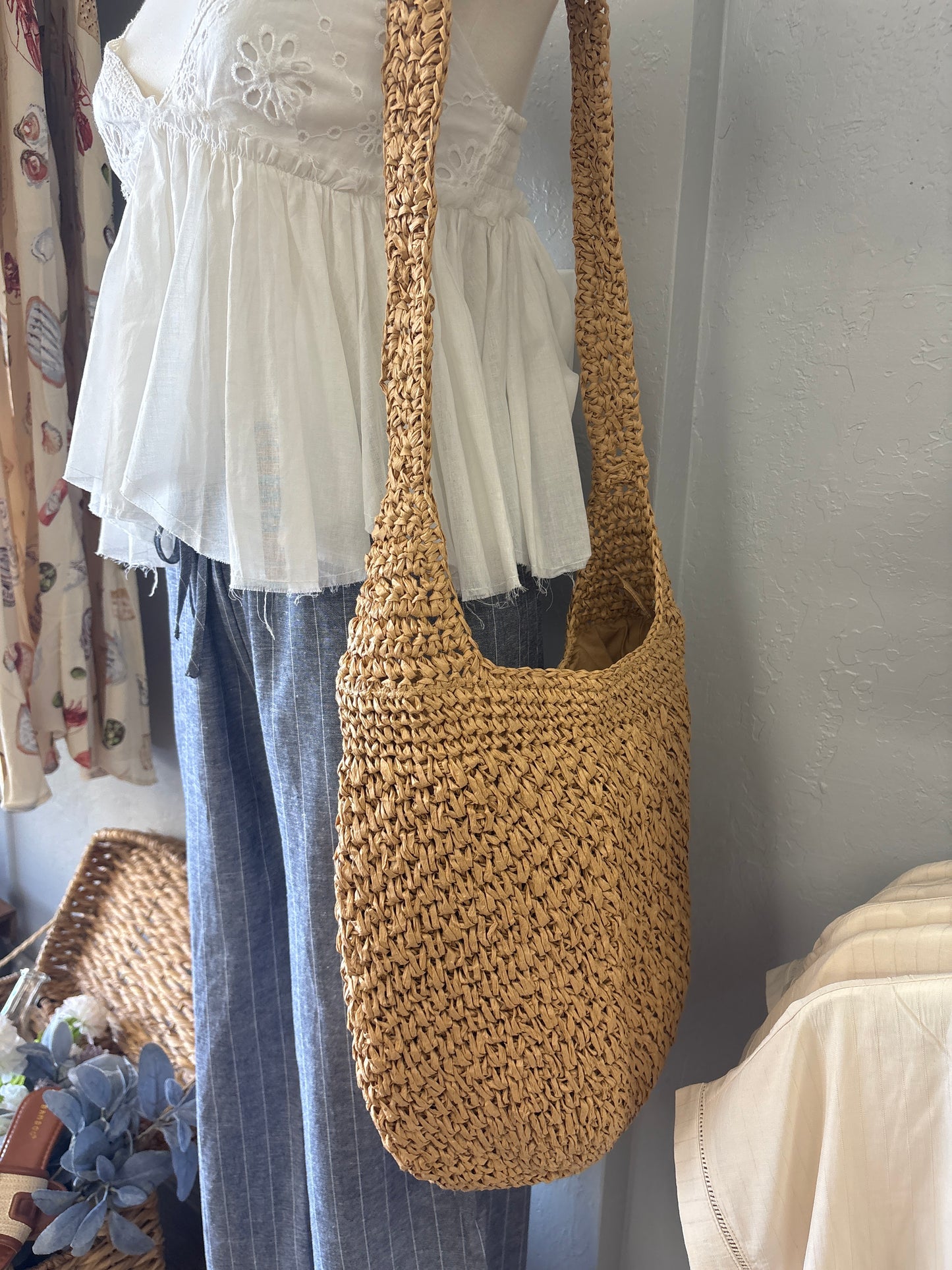 Braided hobo shoulder bag