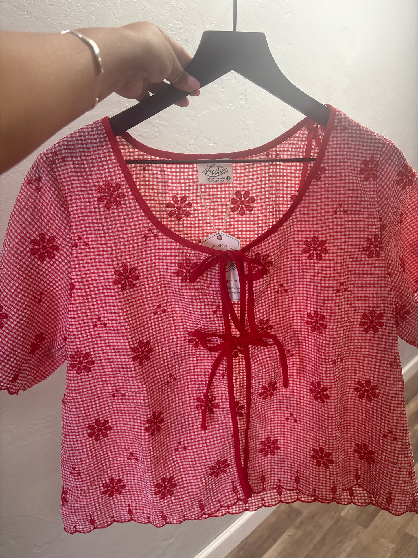 Red floral top