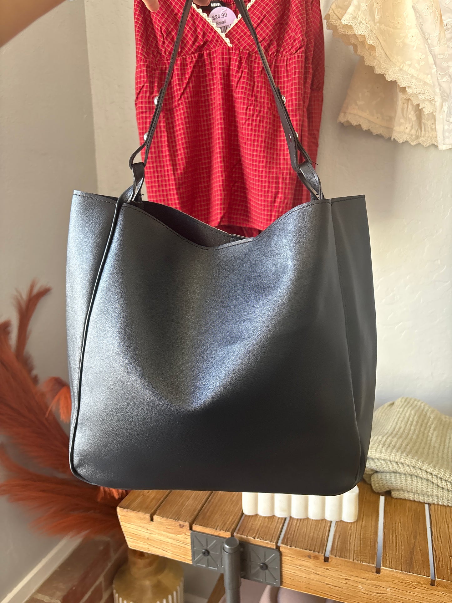 Vegan leather tote