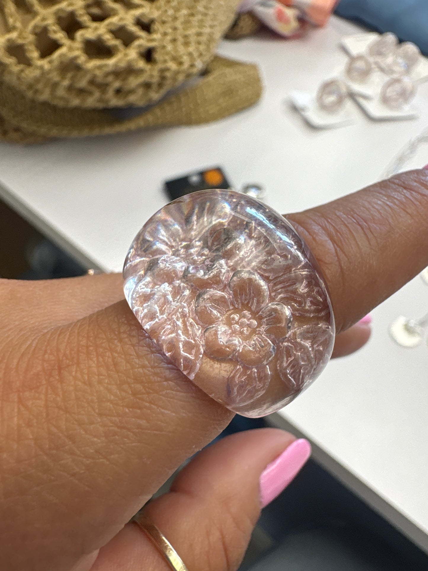Resin flower ring