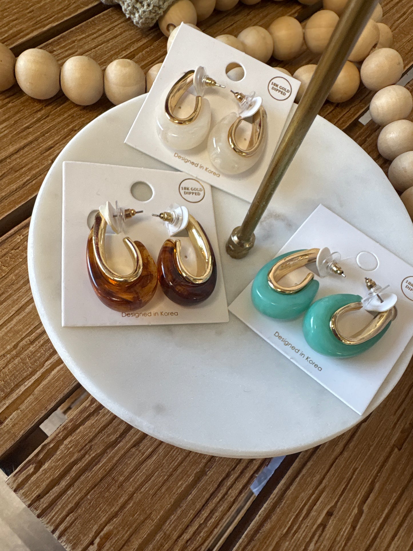 18k gold dipped resin hoop
