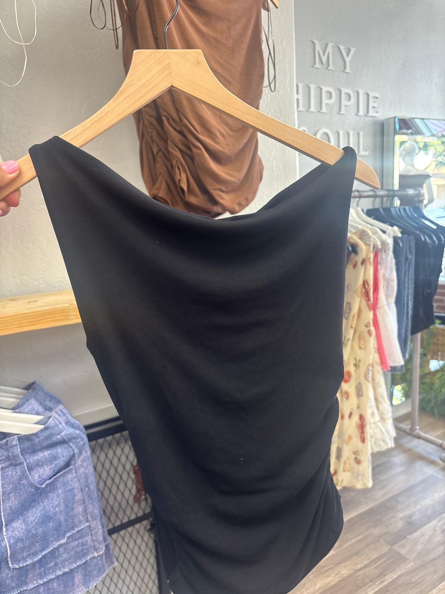 Black asymmetrical top