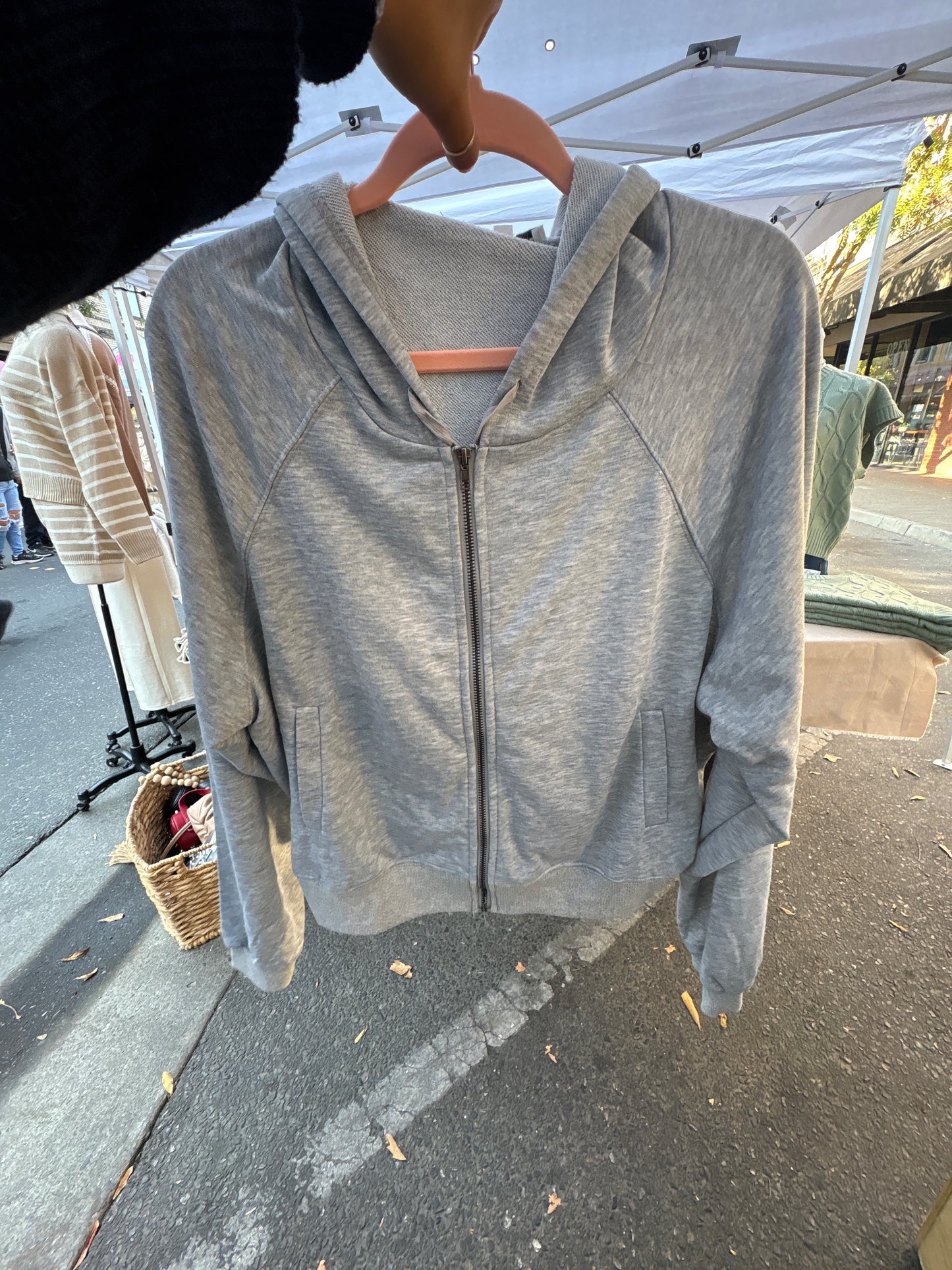 Gray zip up sweater
