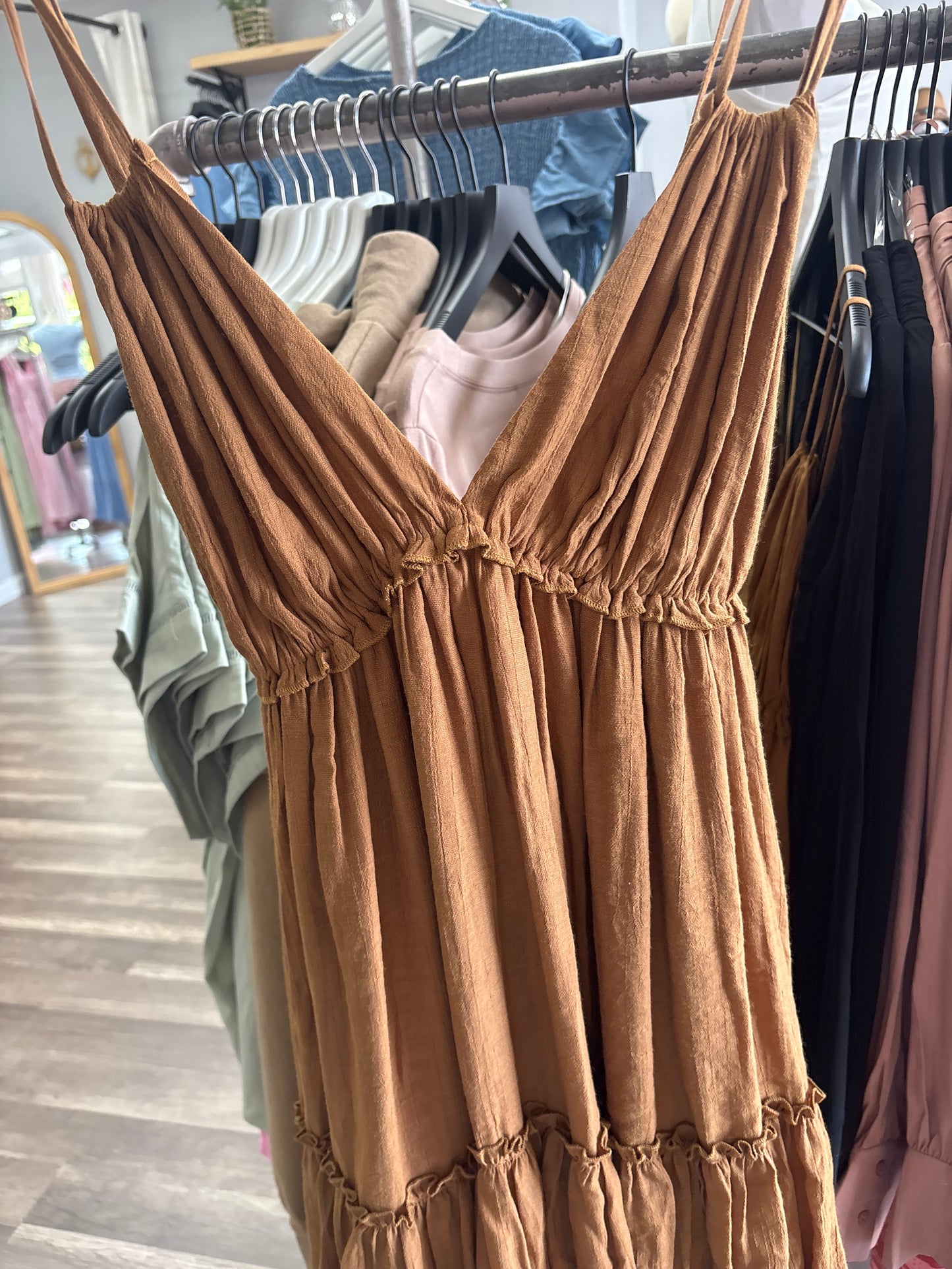 Brown low back dress