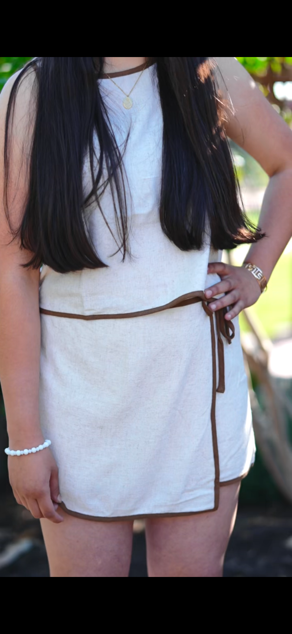 Natural linen skort