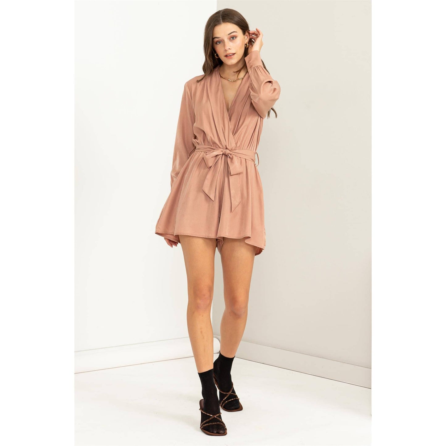Tie-Front Cutout Back Romper