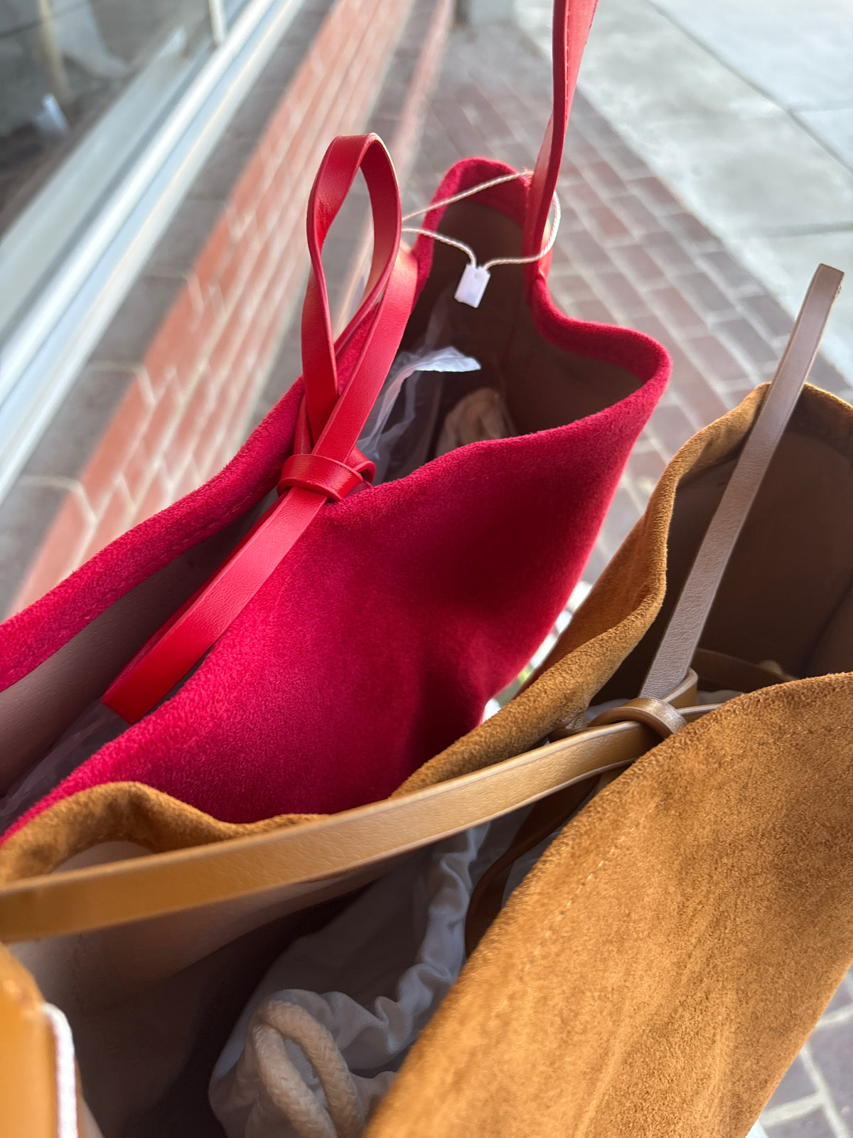 Bucket suede tote