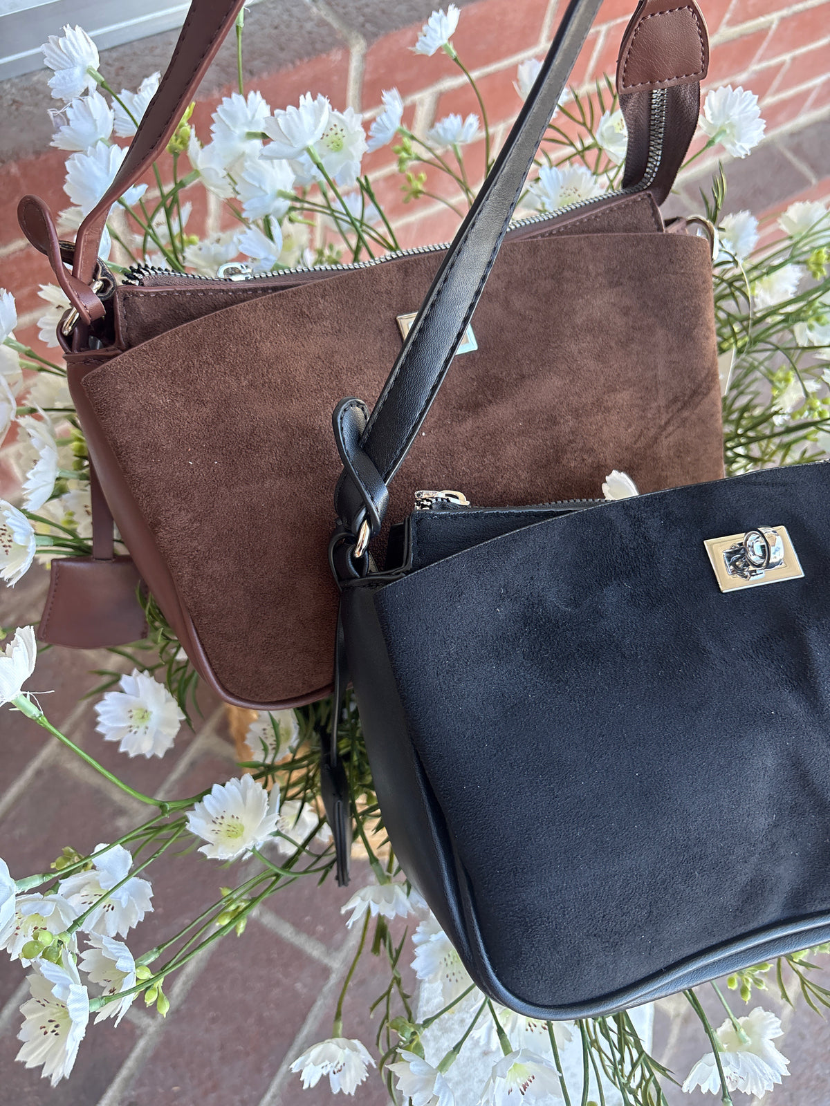 Suede shoulder bag