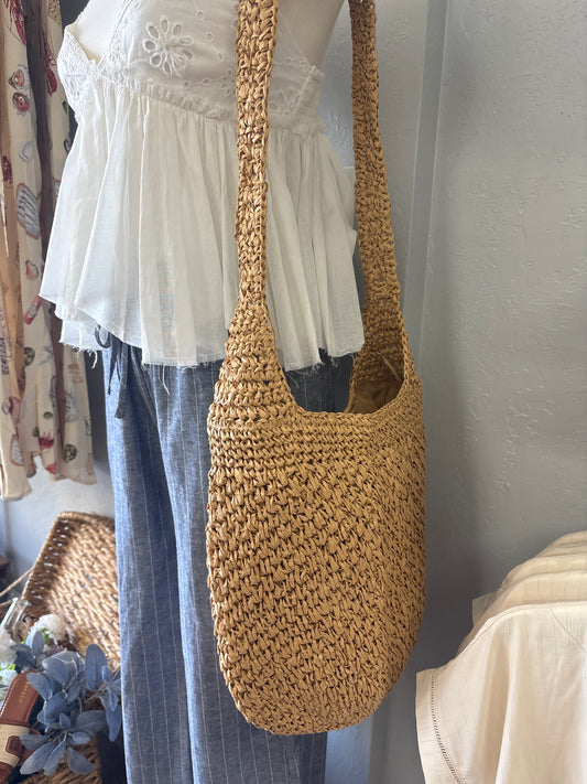 Braided hobo shoulder bag