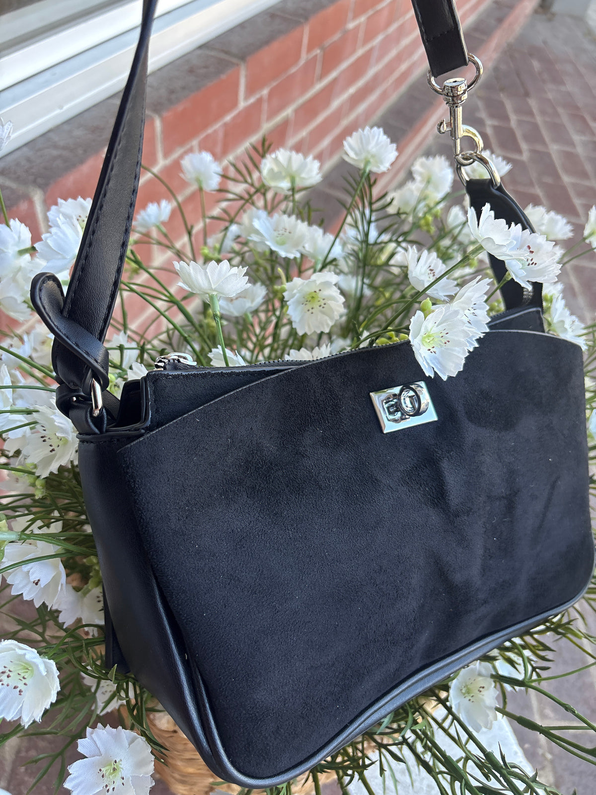 Suede shoulder bag