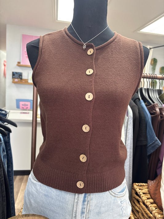 Brown vest button down