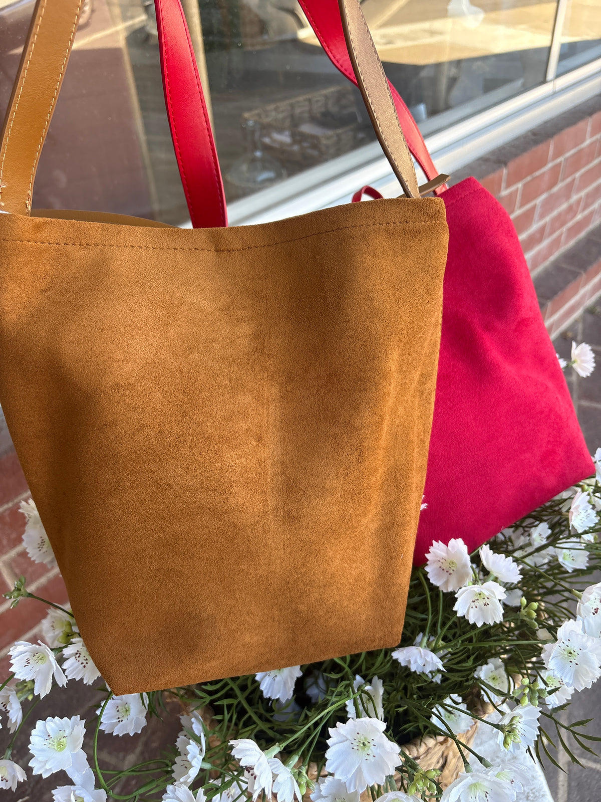Bucket suede tote
