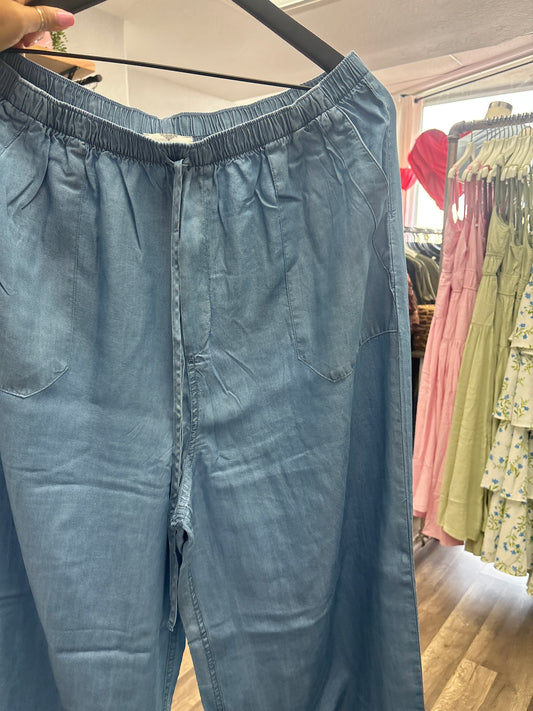 Plus  chambray wide leg pants