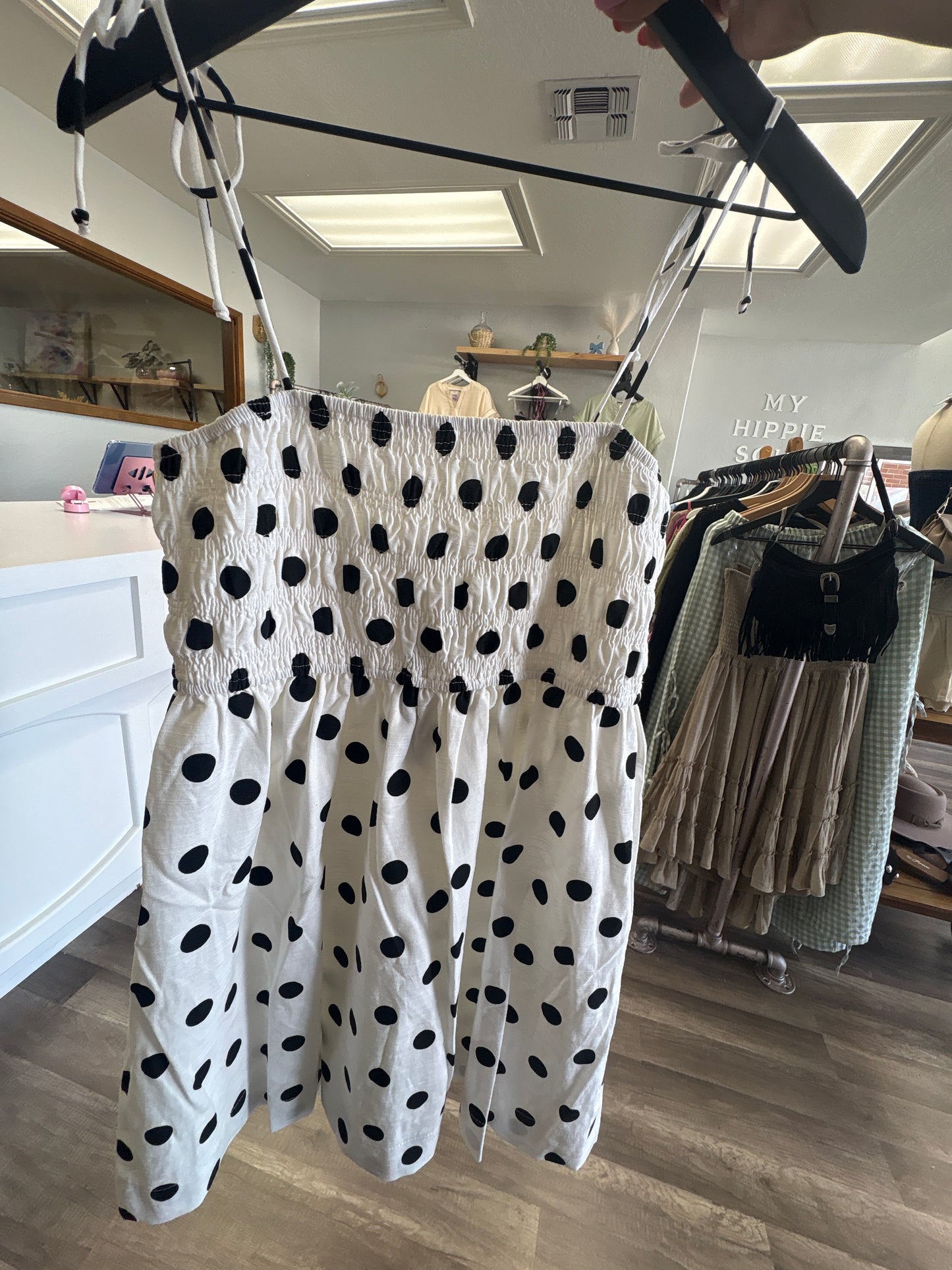 Polka dot white dress
