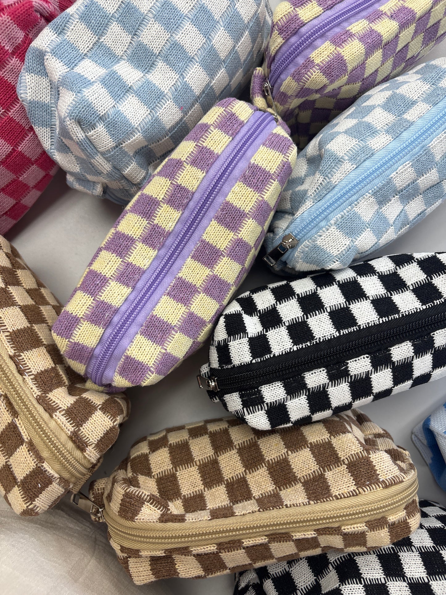 Checkered make up bag