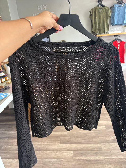 Long knit cropped top