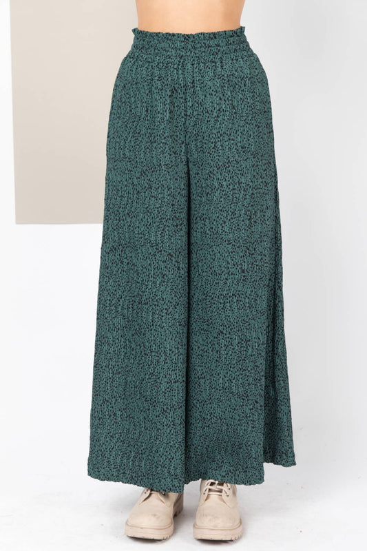 PLUS SIZE High-Waist Crinkled Wide Leg Pants